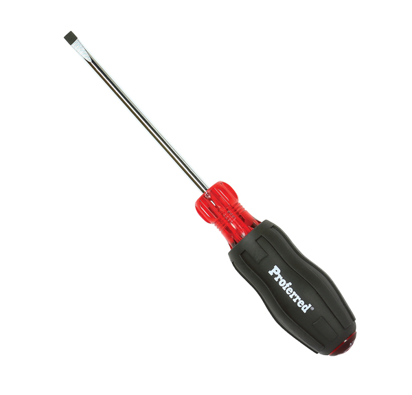 T25008 PROFERRED ACETATE CUSHION GRIP SCREWDRIVER - 3/16" (Slotted)x6" Black TPV Handle