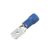 Vinyl Push-On Terminal, Male, Partially-Insulated, .250&quot;, Blue, 16-14 Ga (100 MIN)