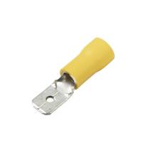 Vinyl Push-On Terminal, Male, Partially-Insulated, .250&quot;, Yellow, 12-10 Ga (100 MIN)