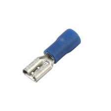 Vinyl Push-On Terminal, Female, Partially-Insulated, .187&quot;, Blue, 16-14 Ga (100 MIN)