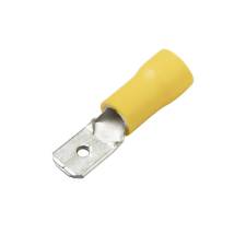 Vinyl Push-On Terminal, Funnel Entry, Male, .250&quot;, Yellow, 12-10 Ga (100 MIN)