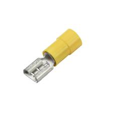 Vinyl Push-On Terminal, Funnel Entry,Female, .250&quot;, Yellow, 12-10 Ga (100 MIN)