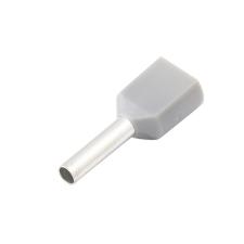 CF-7202081 Twin Insulated Wire Ferrule, Grey, 2x20 Ga (2x0.75mm sq), 0.31" (8mm) Pin Length (100 MIN)