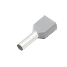 CF-7212121 Twin Insulated Wire Ferrule, Grey, 2x12 Ga (2x4mm sq), 0.47" (12mm) Pin Length (100 MIN)