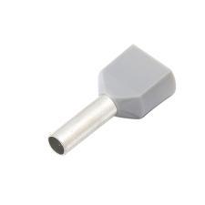 CF-7214132 Twin Insulated Wire Ferrule, Gray, 2x14 Ga (2x2.5mm sq), 0.512" (13mm) Pin Length (100 MIN)