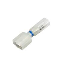 Clear-View Heat Shrink &amp; Crimp Push-On Terminal, Male, .250&quot;, Blue Stripe, 16-14 Ga (10 MIN)