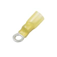 Heat Shrink &amp; Crimp Ring Terminal, 6 Stud, Yellow, 12-10 Ga (10 MIN)