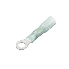 Heat Shrink &amp; Crimp Long Neck Ring Terminal, 6 Stud, Blue, 16-14 Ga (10 MIN)