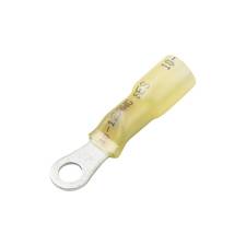 Heat Shrink &amp; Crimp Long Neck Ring Terminal, 8 Stud, Yellow, 12-10 Ga (10 MIN)