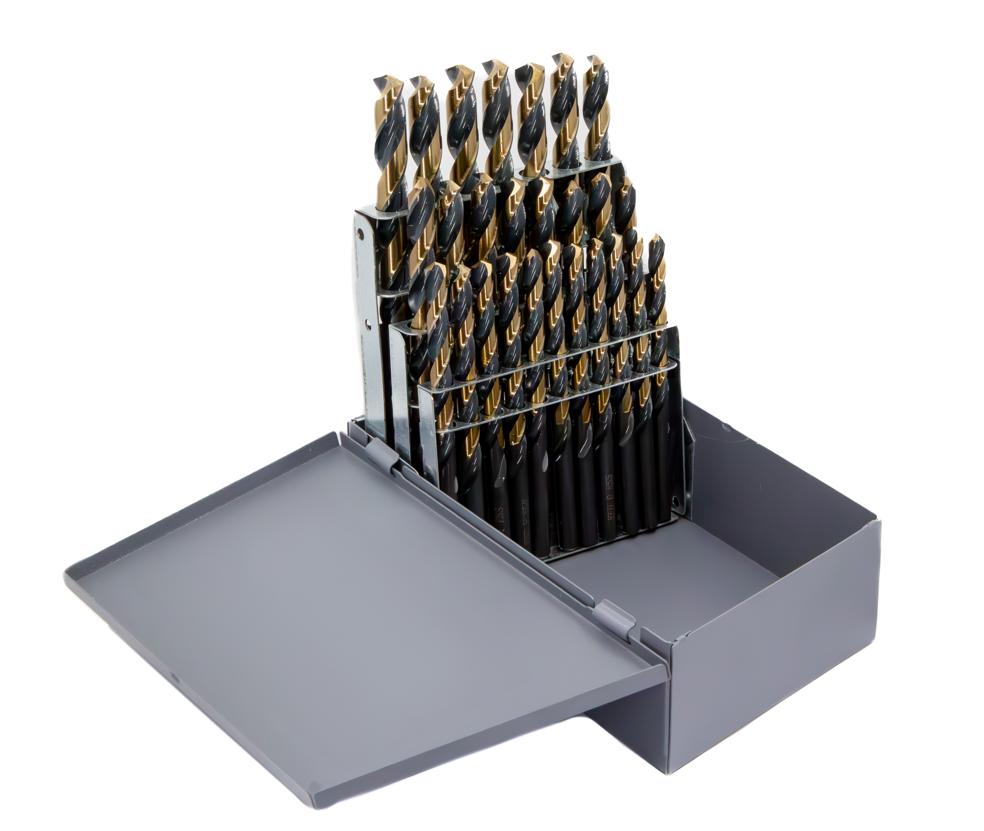 15 Piece HSS Black &amp; Gold KFD Split Point Mechanics Length Drill Bit Set, 1/16&quot; - 1/2&quot;