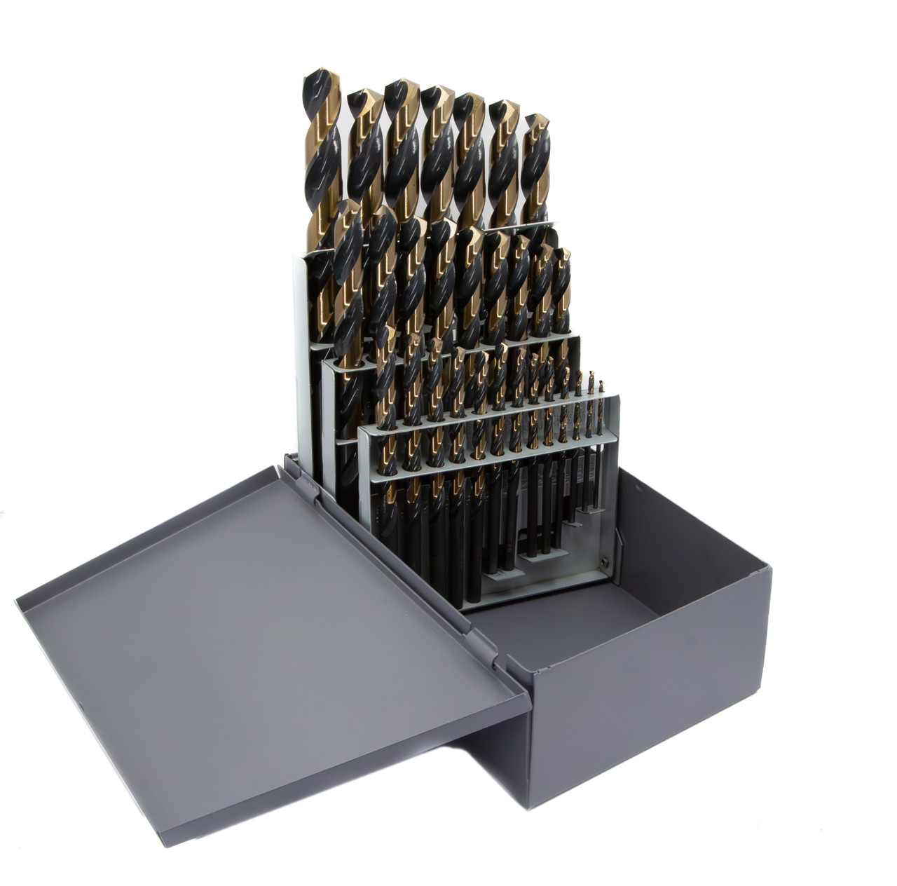 29 Piece HSS Black &amp; Gold KFD Split Point Mechanics Length Drill Bit Set, 1/16&quot; - 1/2&quot;