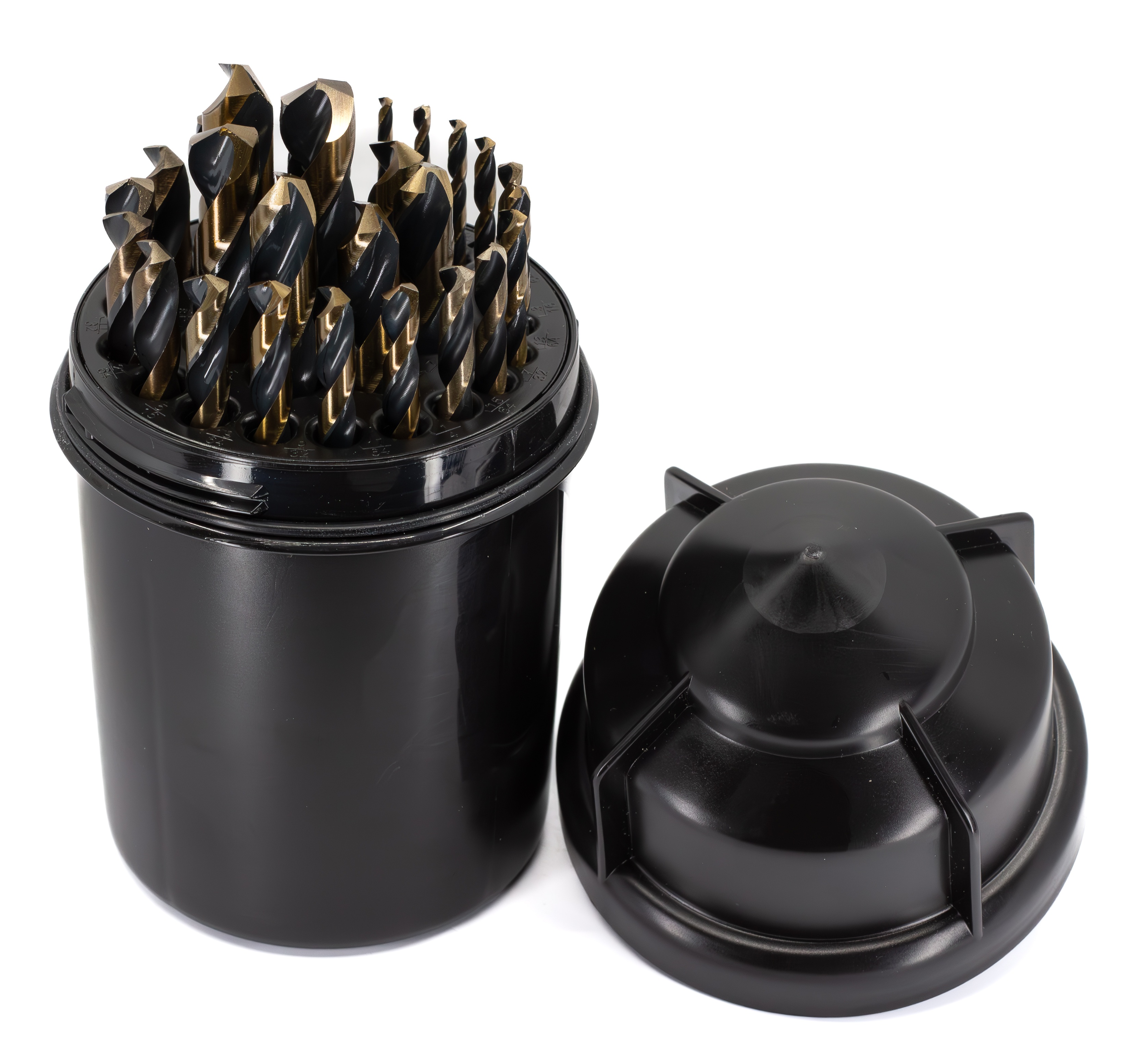 29 Piece HSS Black &amp; Gold KFD Split Point Mechanic Length Drill Bit Set, 1/16&quot; - 1/2&quot;, Plastic Case