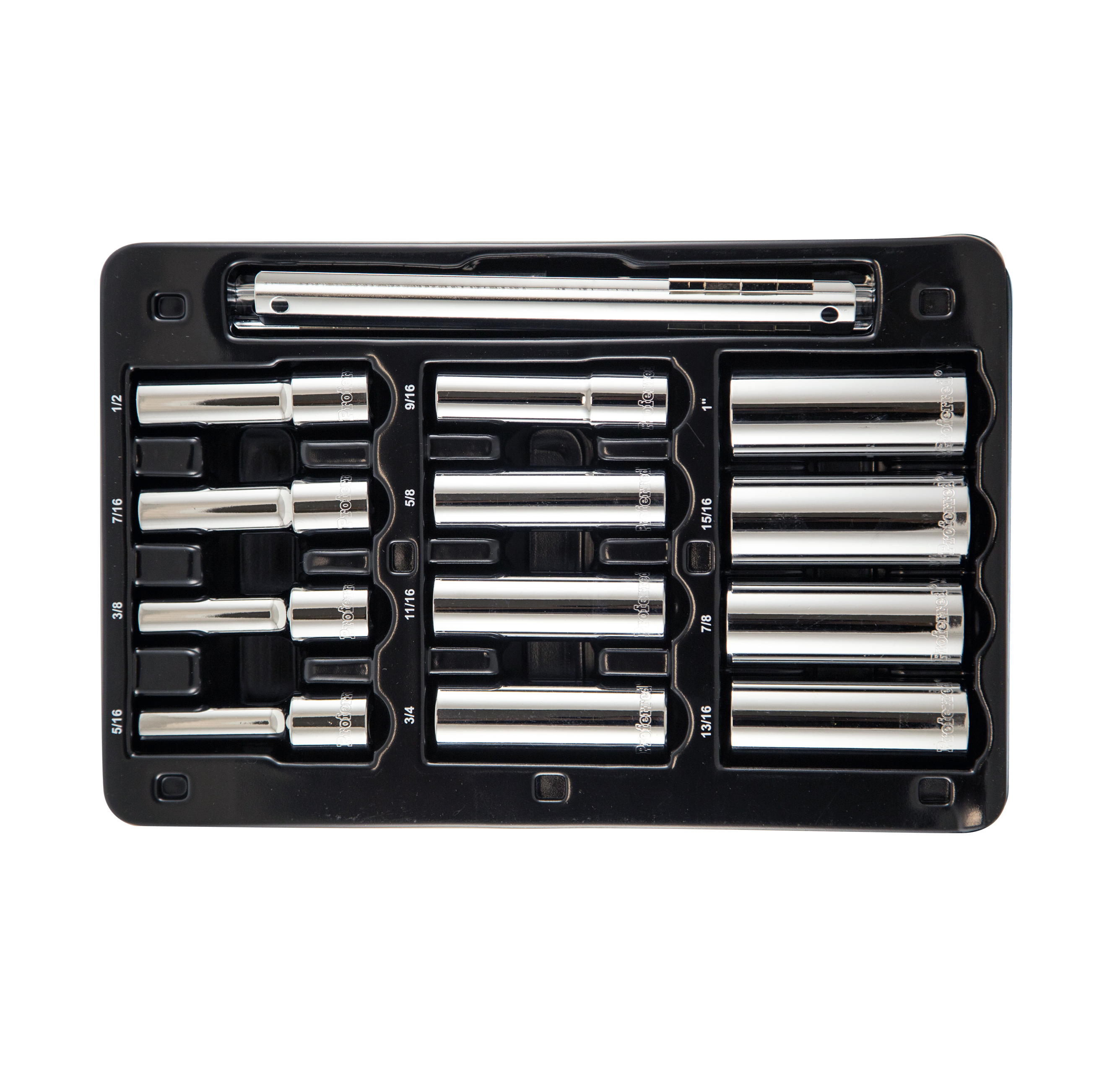 S08301 PROFERRED 1/2" DRIVE STANDARD SAE SOCKET SET - 12 PIECE 12 POINT DEEP SAE