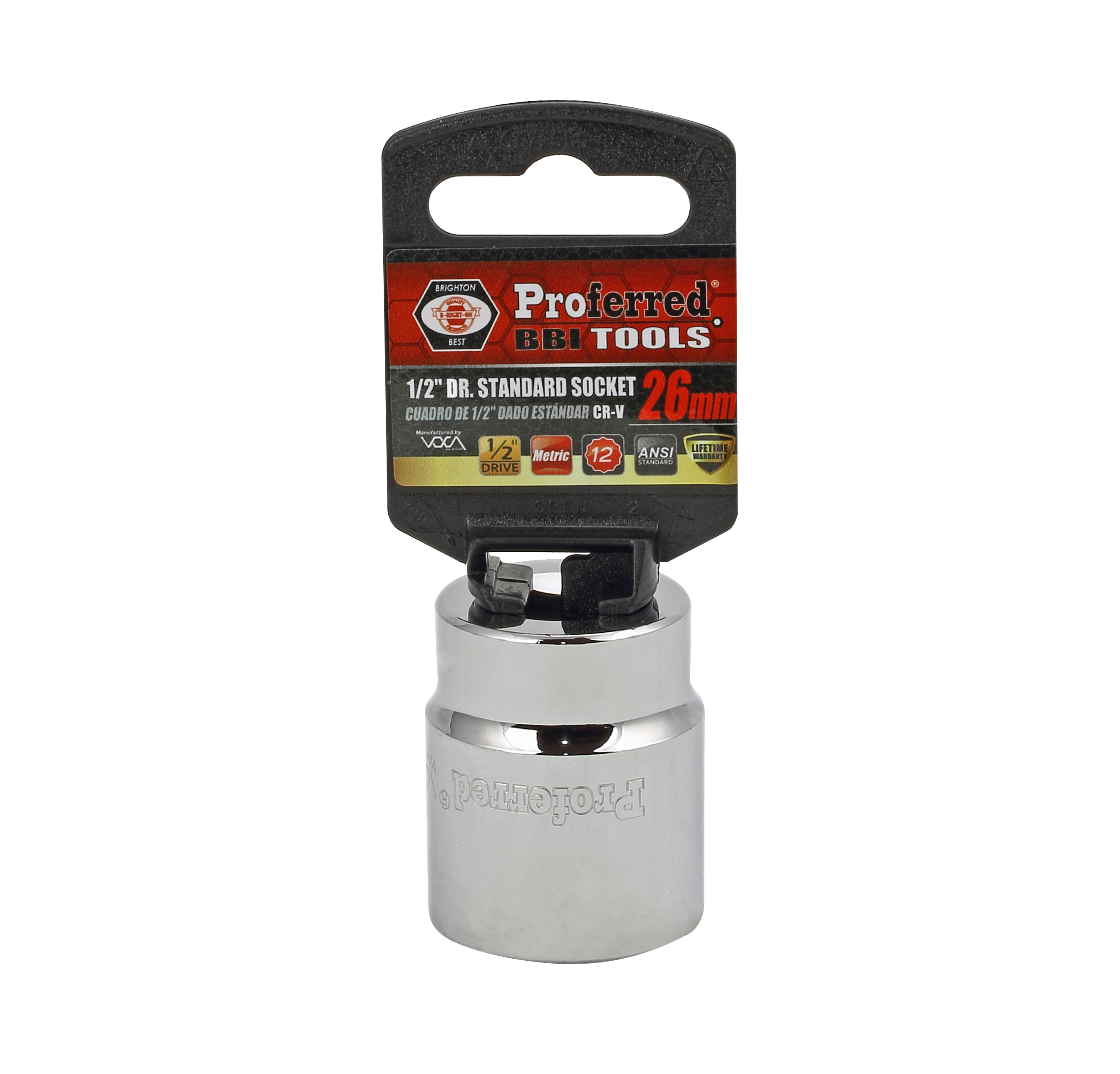 S24226 1/2" DRIVE METRIC SOCKET - 26 MM STANDARD 12 Point