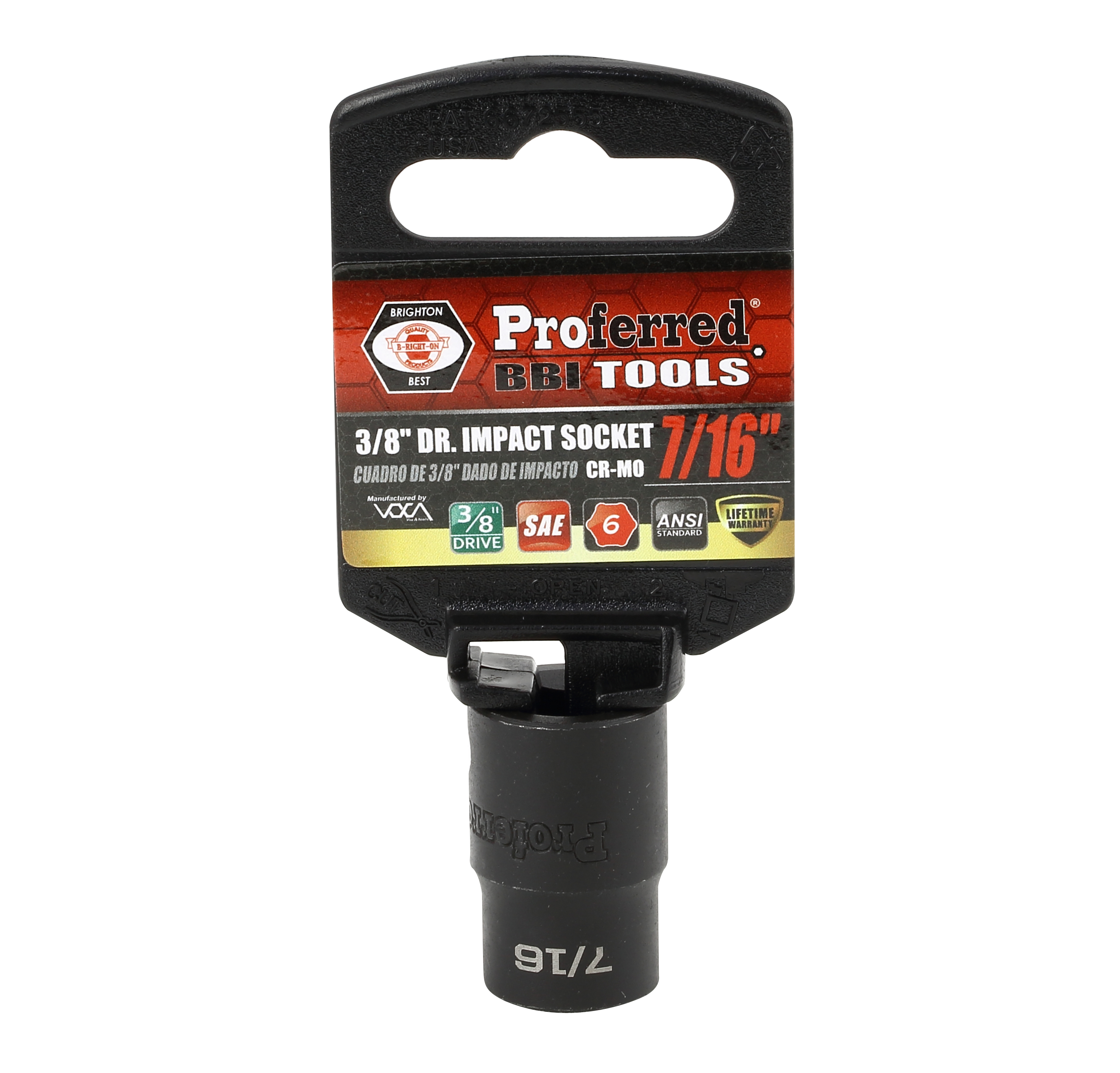 S30014 IMPACT 3/8" DRIVE SAE SOCKET - 7/16" IMPACT 6 Point