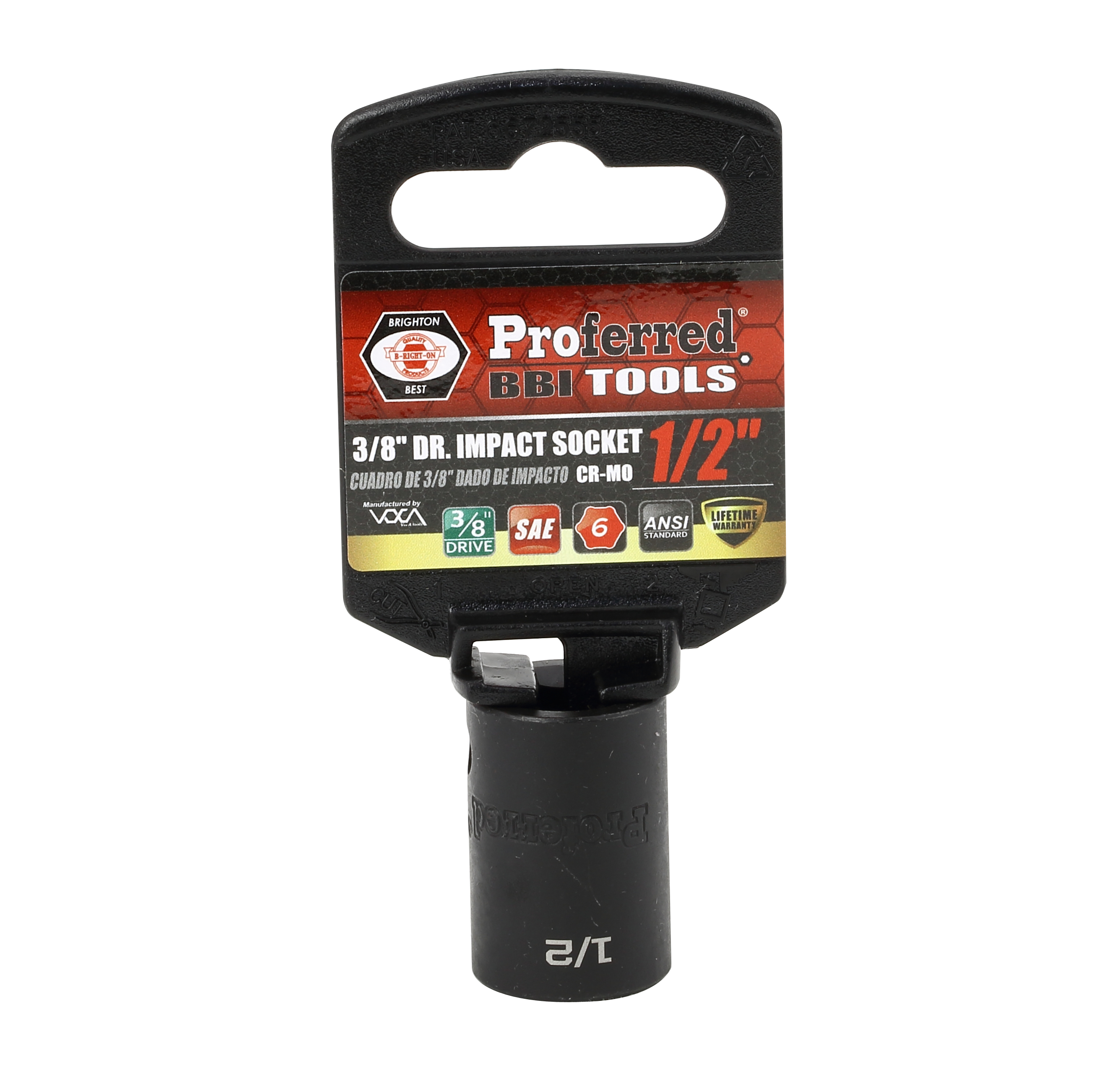 S30016 IMPACT 3/8" DRIVE SAE SOCKET - 1/2" IMPACT 6 Point