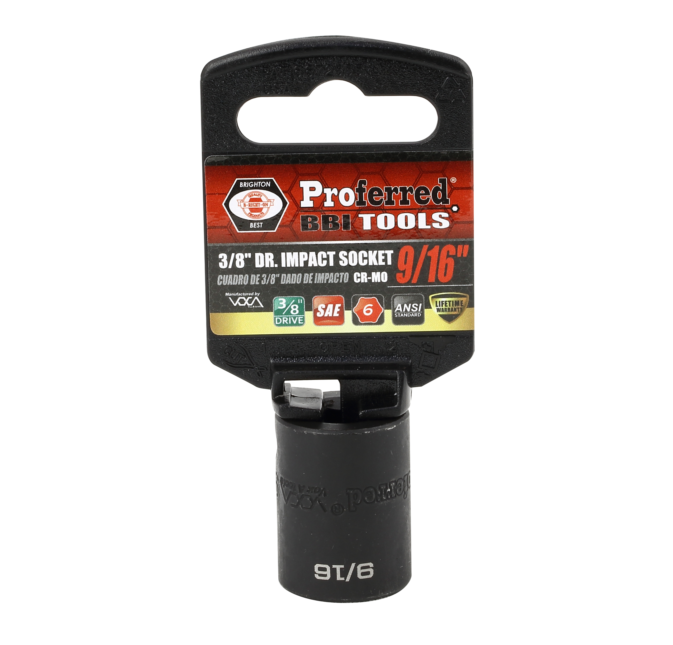 S30018 IMPACT 3/8" DRIVE SAE SOCKET - 9/16" IMPACT 6 Point
