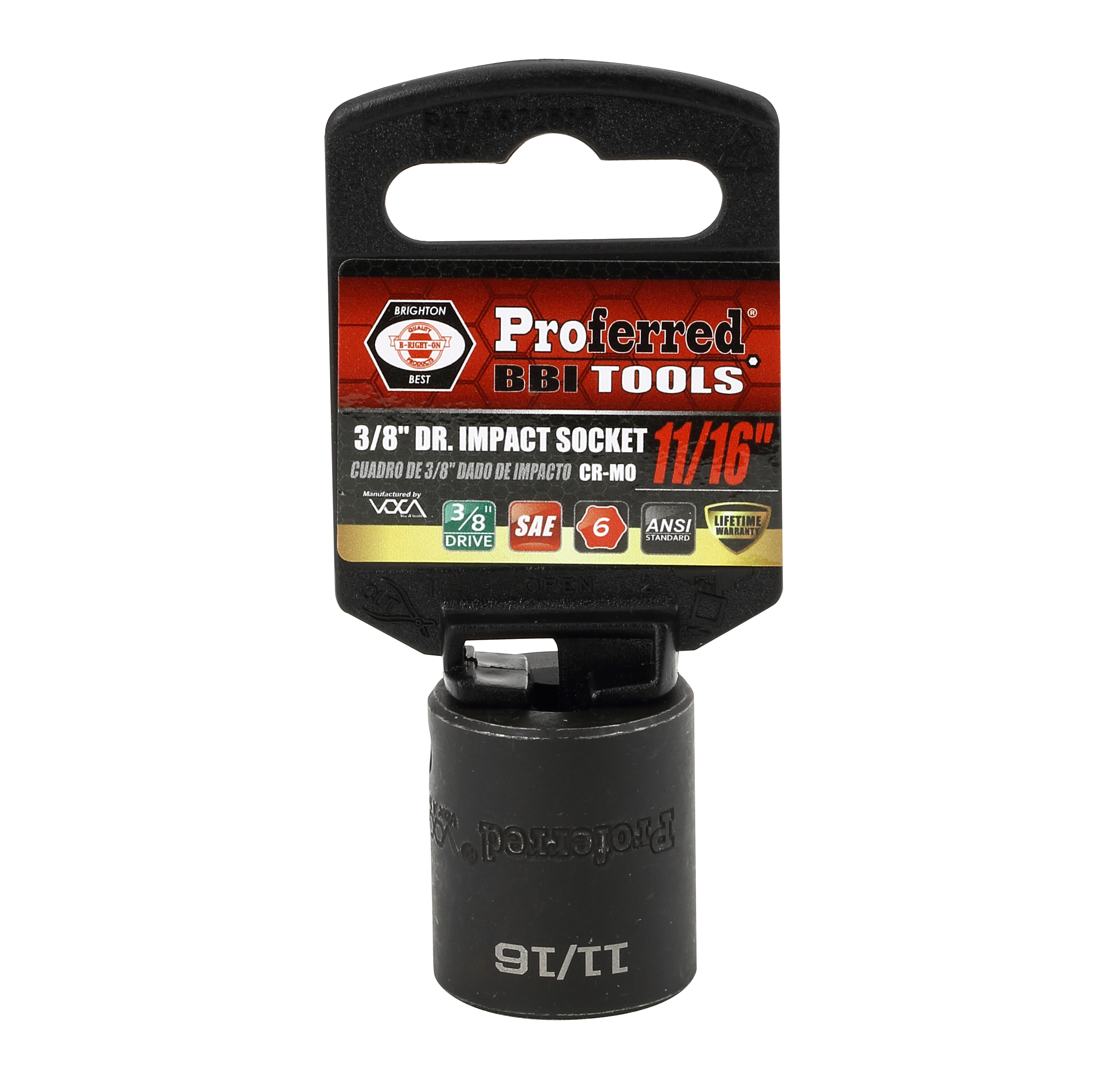 S30022 IMPACT 3/8" DRIVE SAE SOCKET - 11/16" IMPACT 6 Point