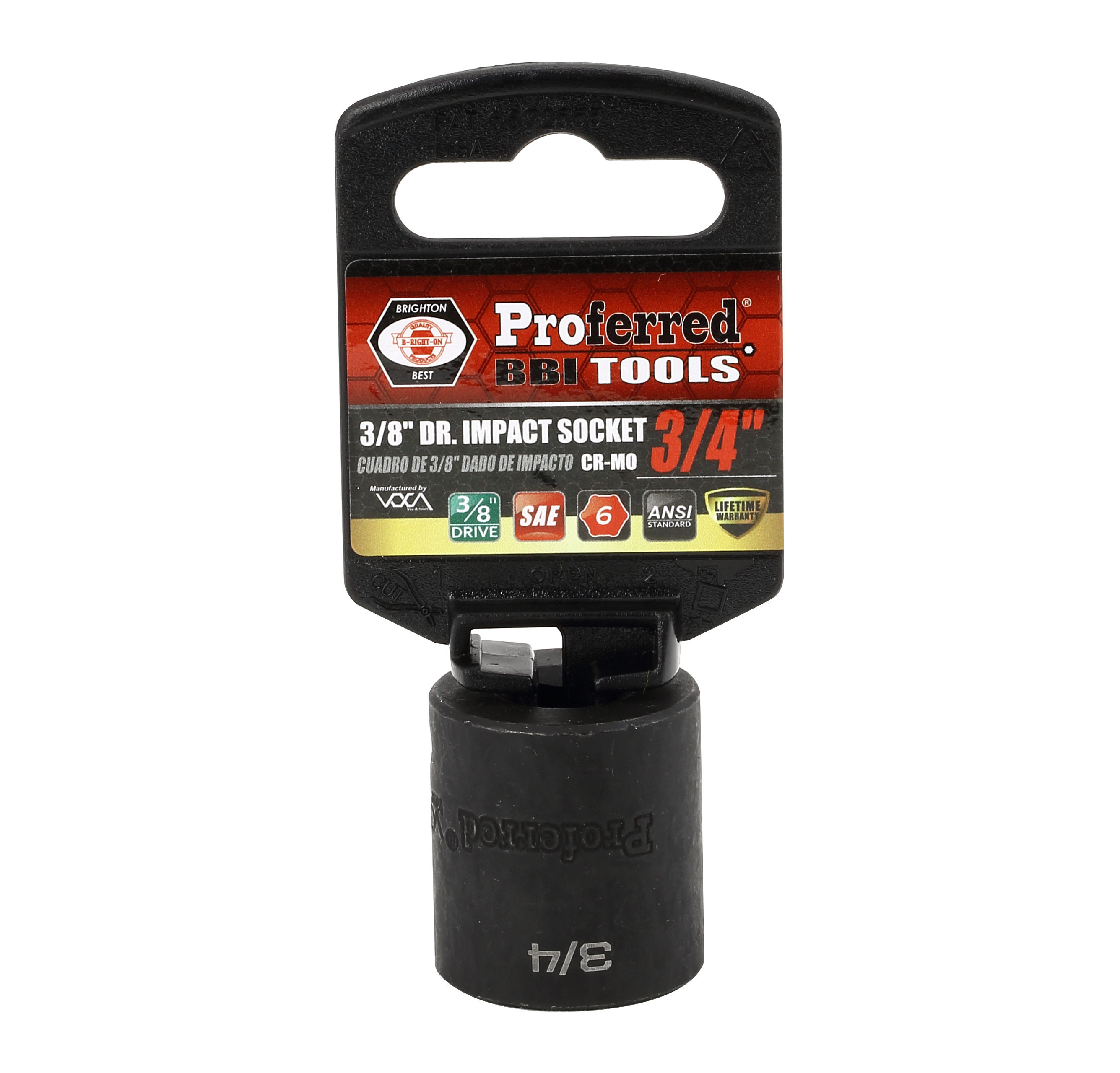 S30024 IMPACT 3/8" DRIVE SAE SOCKET - 3/4" IMPACT 6 Point