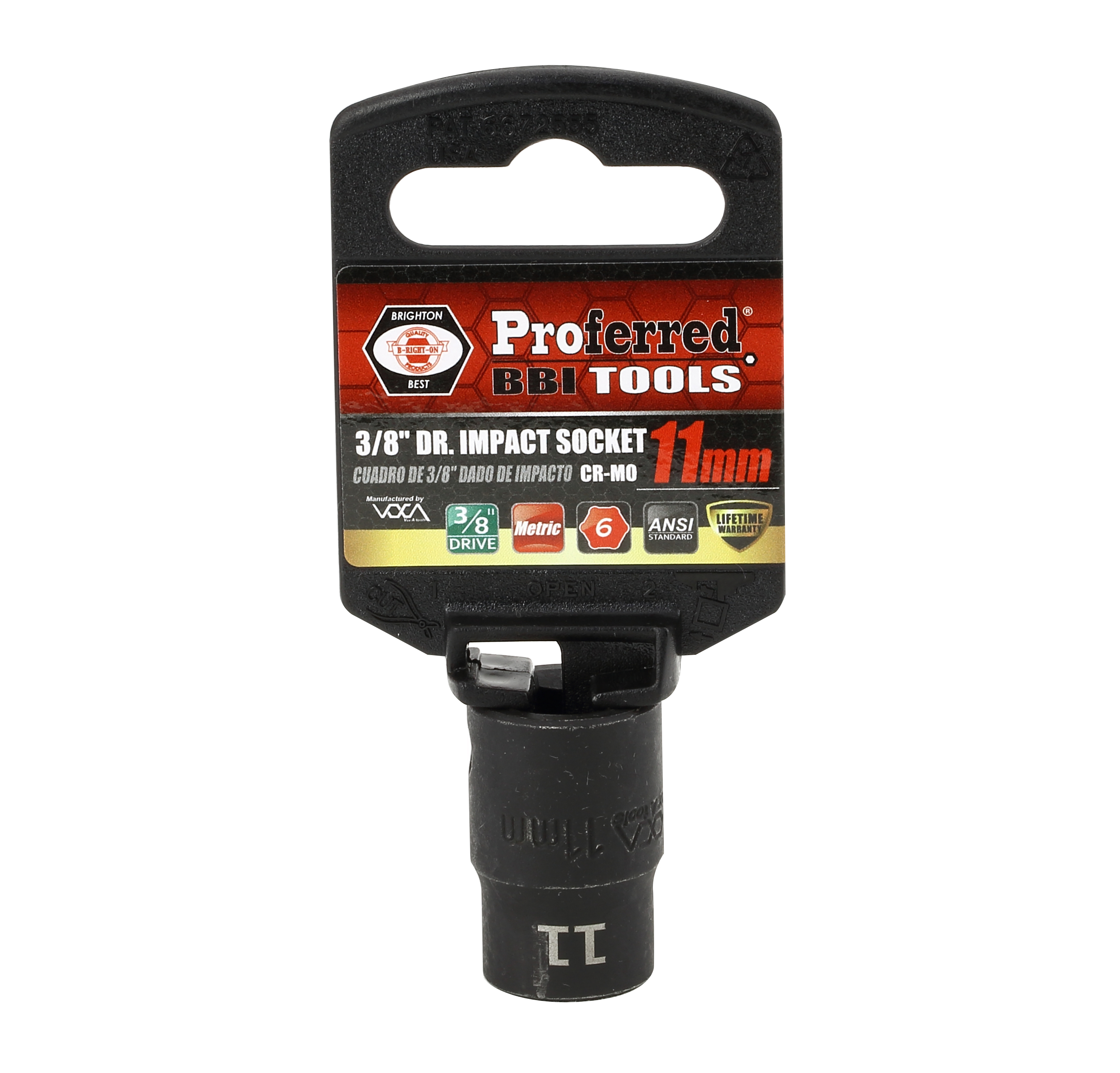 S31011 IMPACT 3/8" DRIVE METRIC SOCKET - 11 MM IMPACT 6 Point