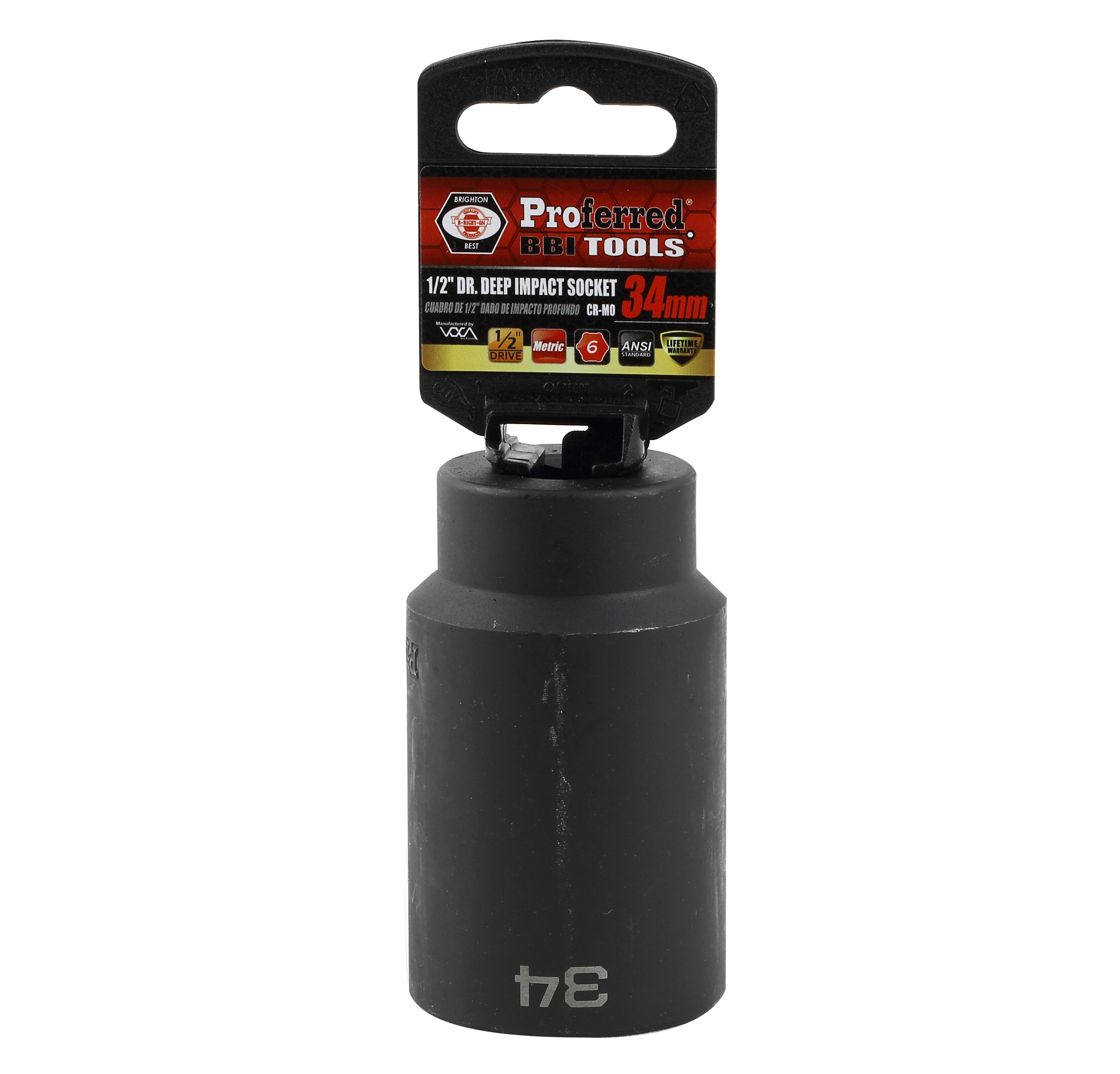 S33134 IMPACT 1/2" DRIVE METRIC SOCKET - 34 MM DEEP IMPACT 6 Point
