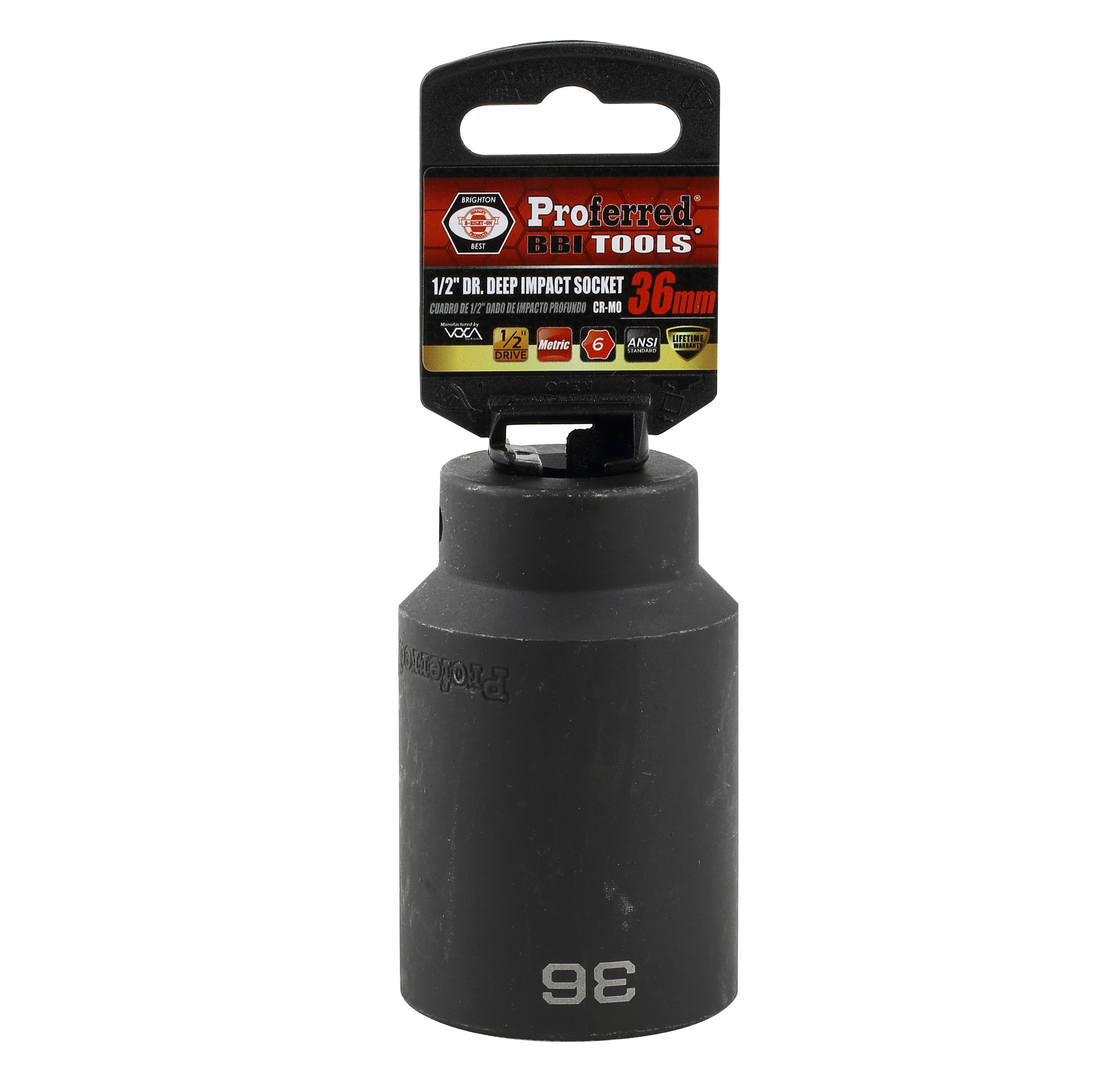 S33136 IMPACT 1/2" DRIVE METRIC SOCKET - 36 MM DEEP IMPACT 6 Point