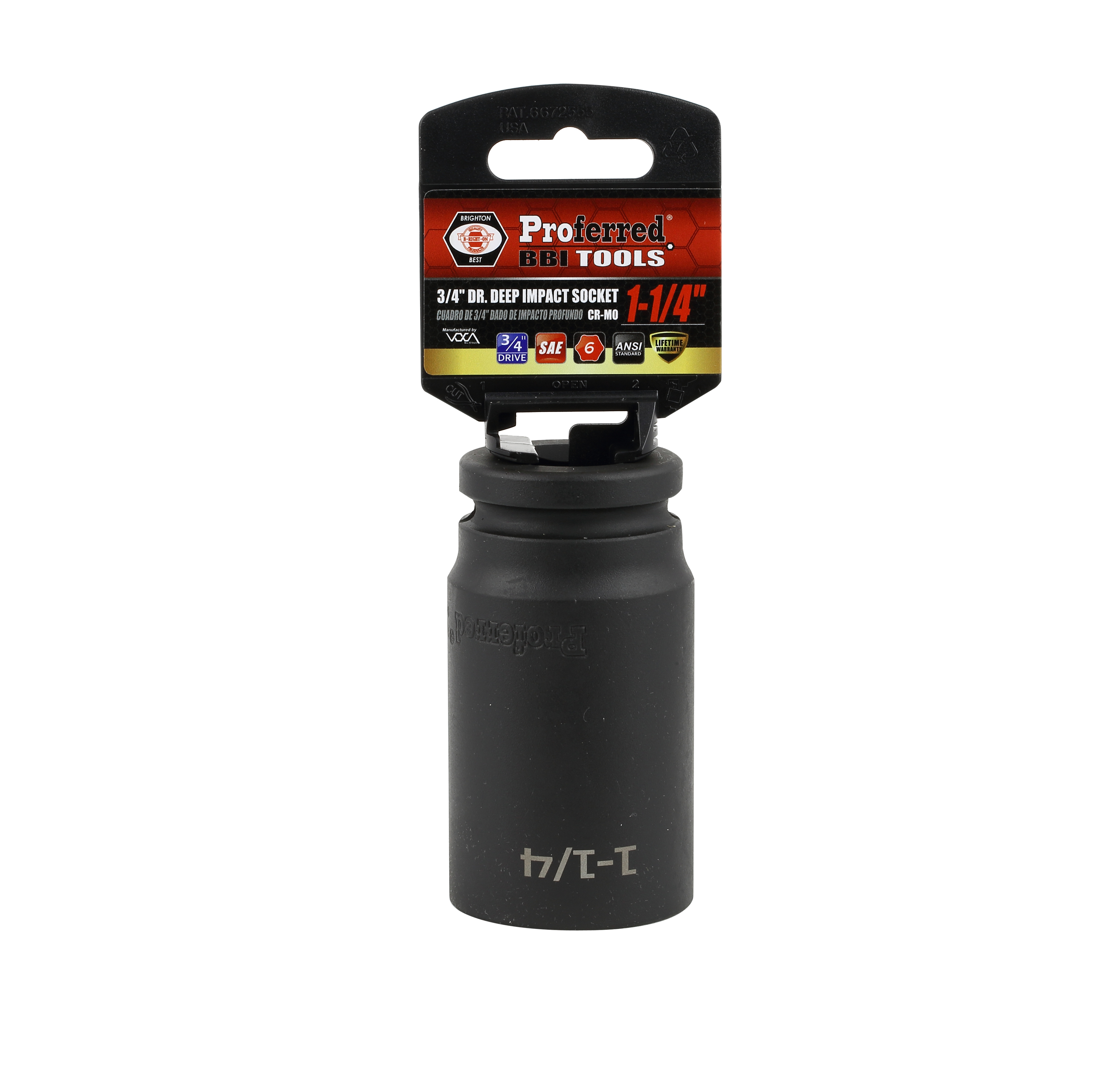 S34140 IMPACT 3/4" DRIVE SAE SOCKET - 1 1/4" DEEP IMPACT 6 Point