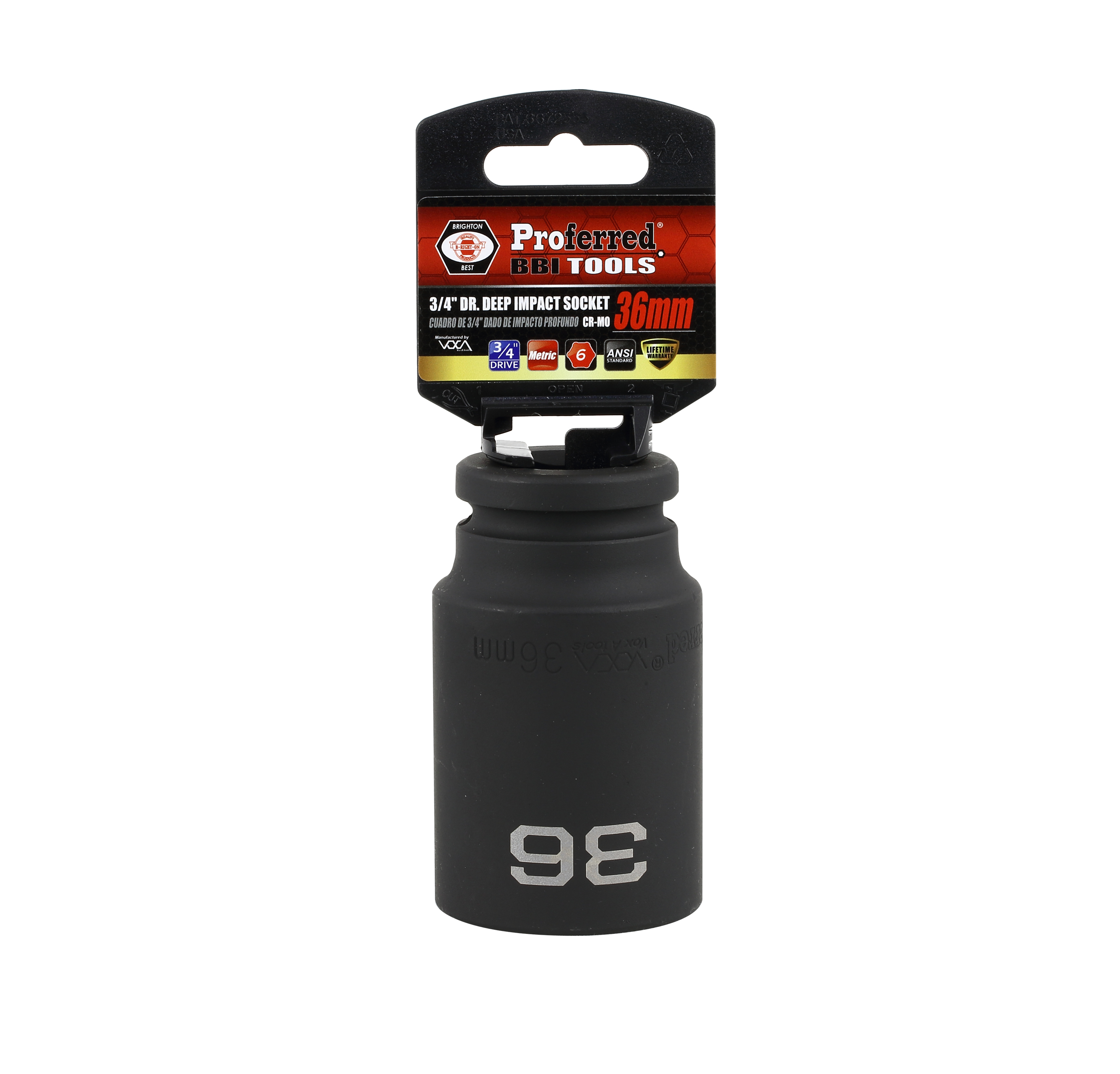 S35136 IMPACT 3/4" DRIVE METRIC SOCKET - 36 MM DEEP IMPACT 6 Point