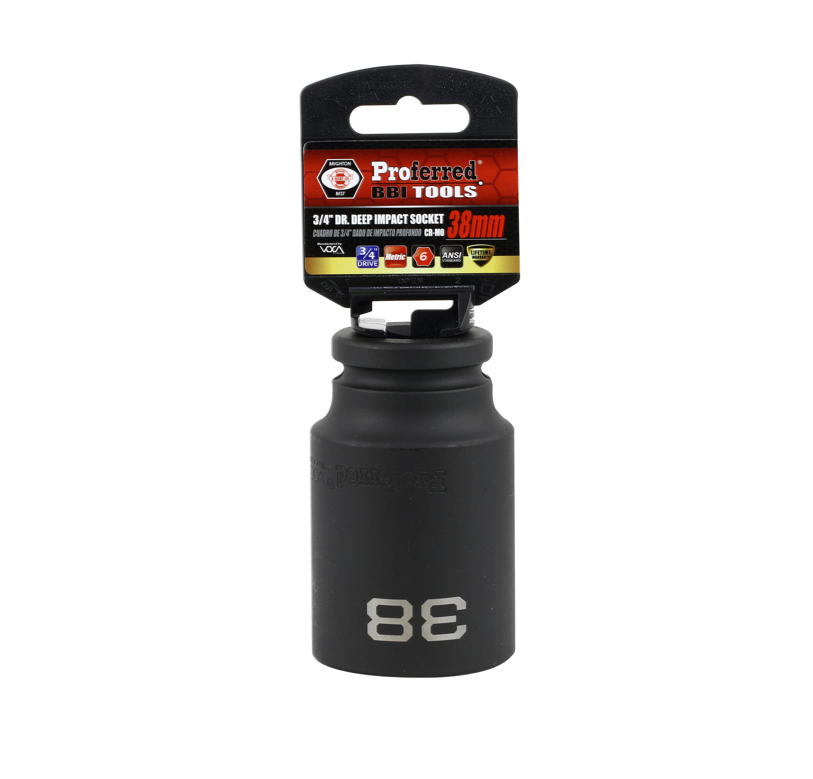 S35138 IMPACT 3/4" DRIVE METRIC SOCKET - 38 MM DEEP IMPACT 6 Point