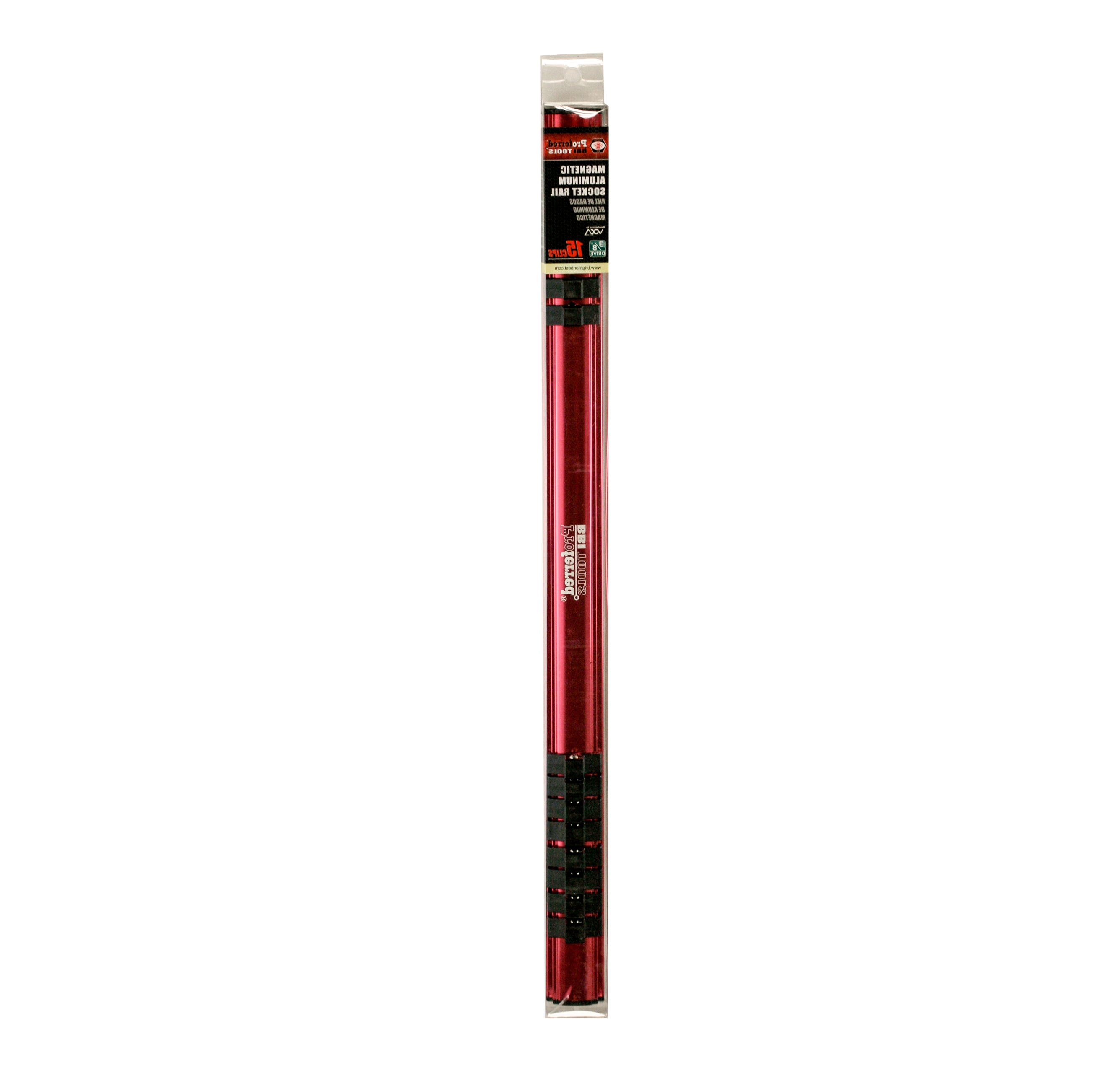 MAGNETIC ALUMINUM SOCKET RAIL - 3/8&quot; Drive 17&quot;