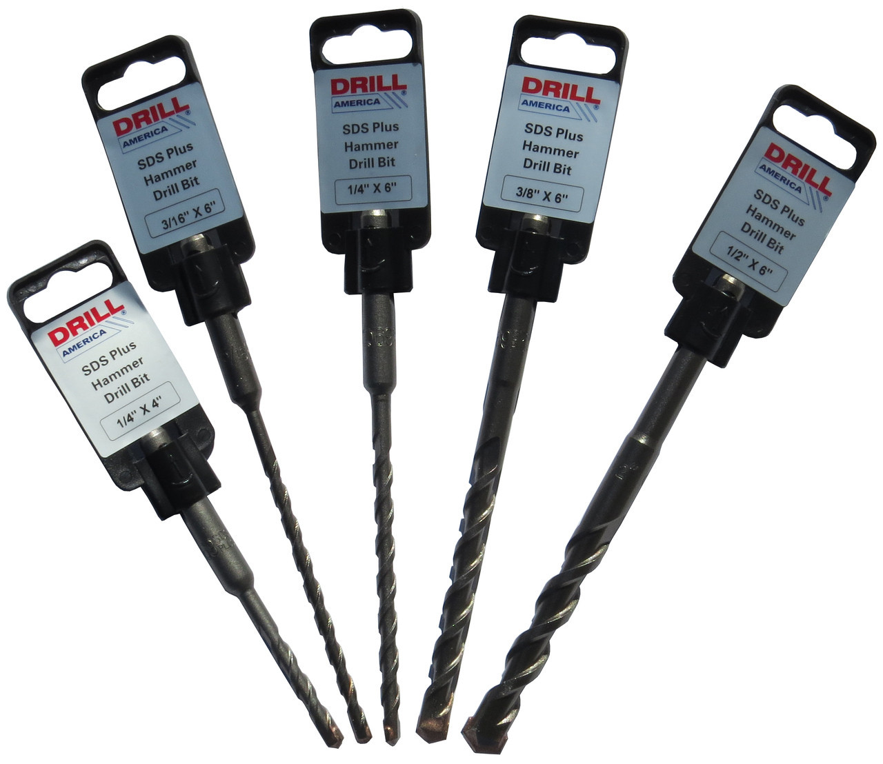 3/16&quot; - 1/2&quot; 5 Piece SDS-Plus Hammer Drill Bit Drill Bit Set