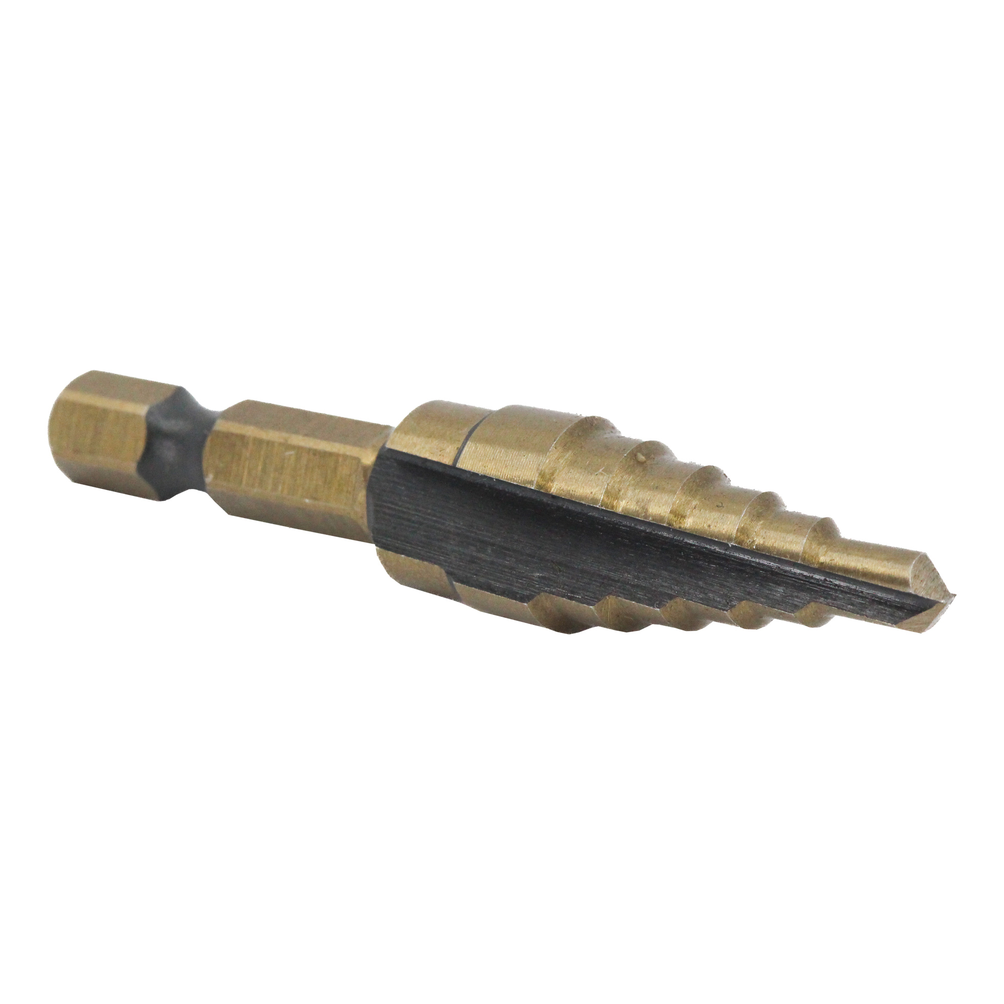 #2 HSS Black &amp; Gold Quick Change Hex Shank Step Drill Bit (3/16&quot; - 1/2&quot; by 1/16&quot;)