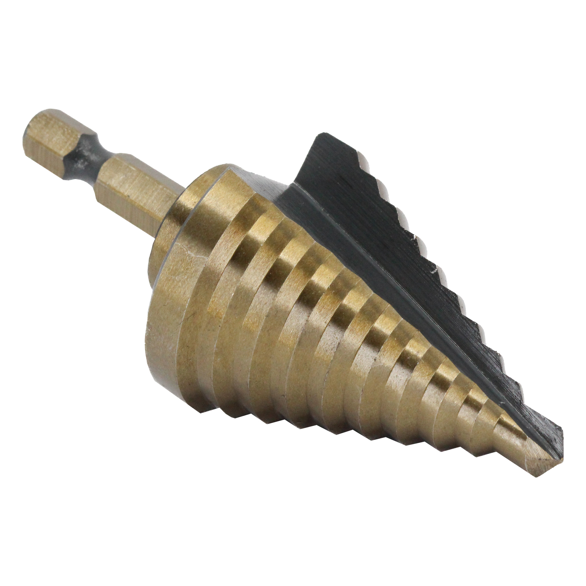 #5 HSS Black &amp; Gold Quick Change Hex Shank Step Drill Bit (1/4&quot; - 1-3/8&quot; by 1/8&quot;)