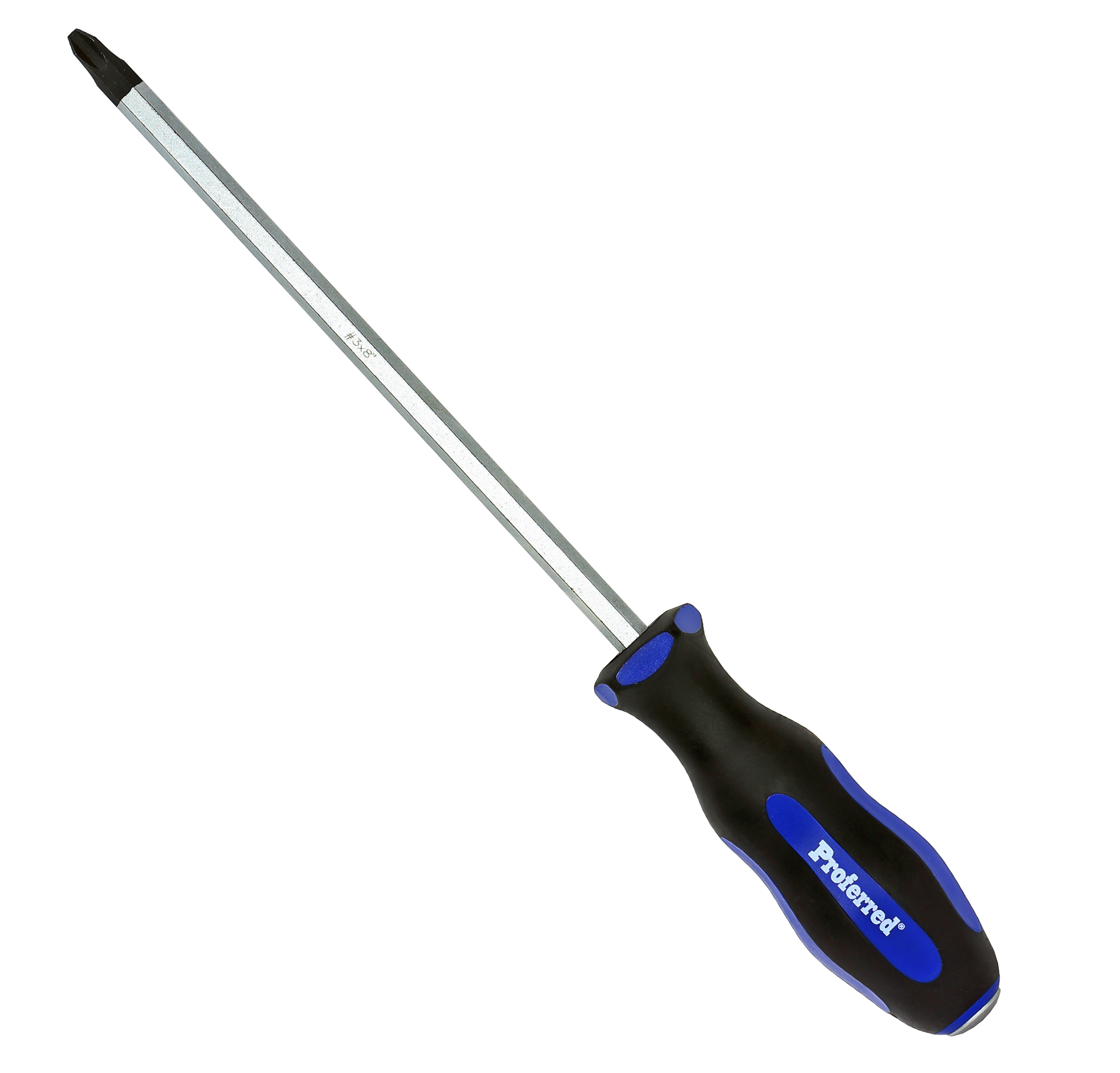 T26015 PROFERRED GO-THRU SCREWDRIVER - No. 3 (Phillips)x8" Blue PP & Black TPV Handle