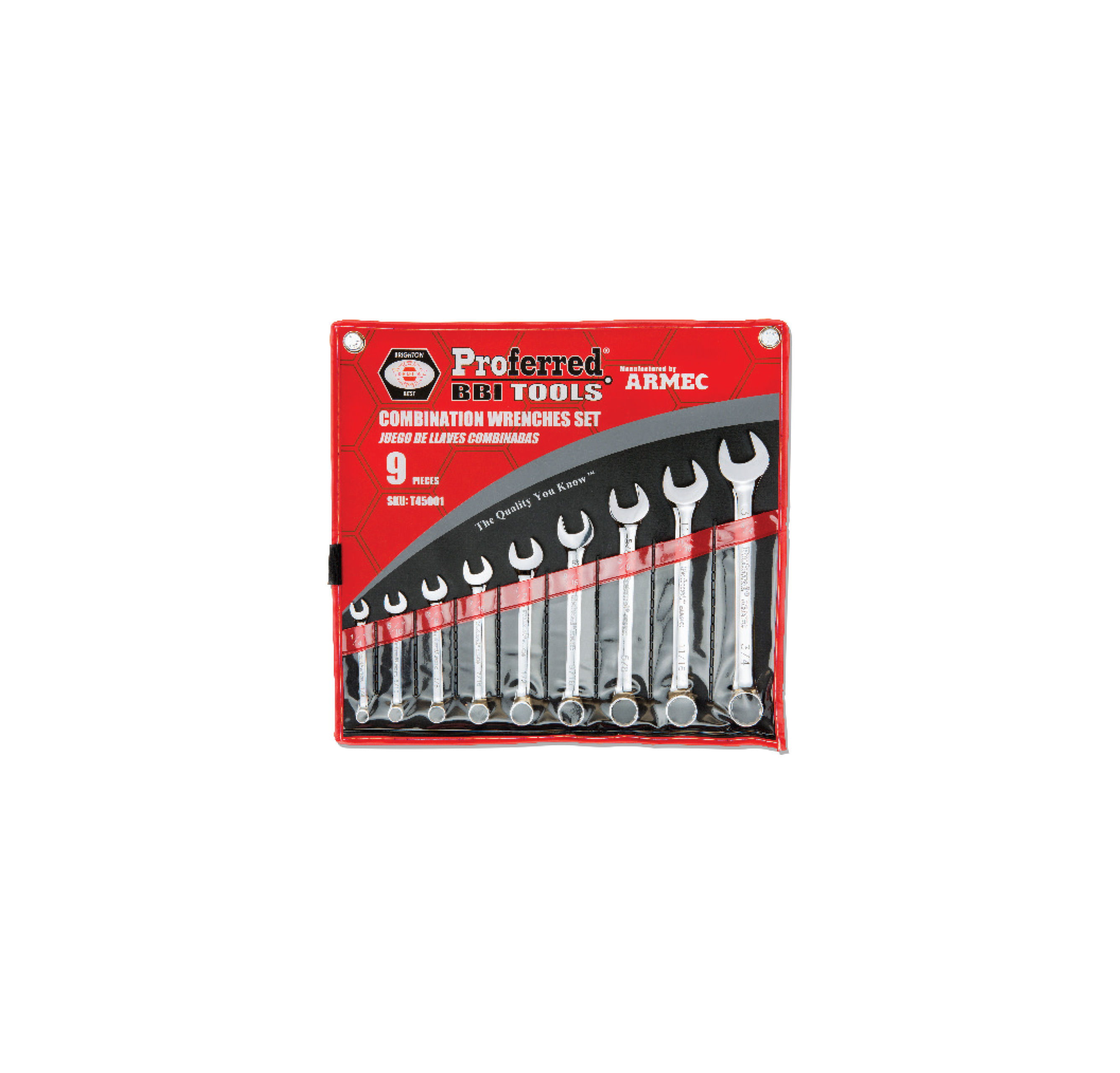 T45001 PROFERRED COMBINATION WRENCH SET - 9 piece (1/4" - 3/4")