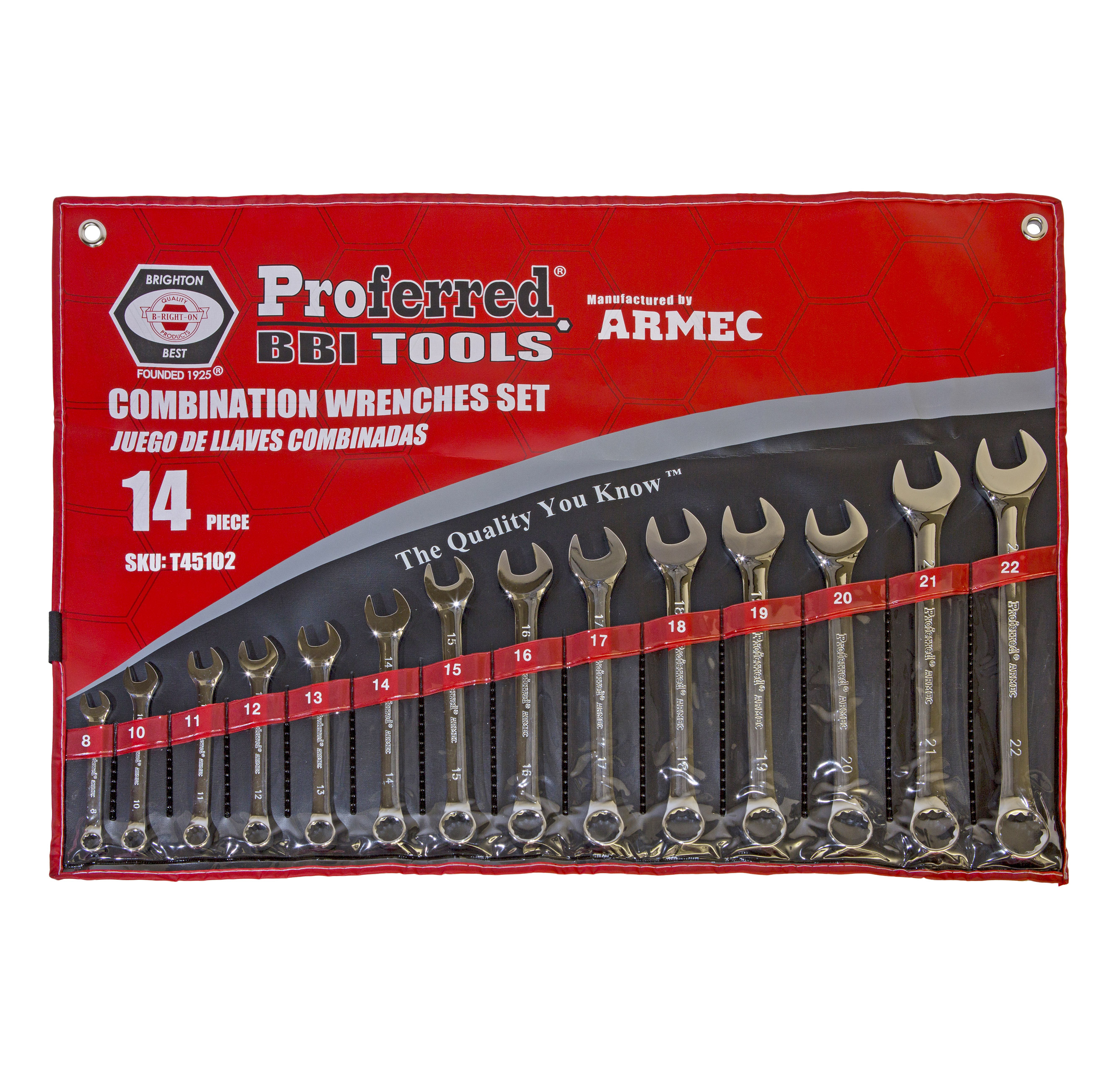 T45102 PROFERRED COMBINATION WRENCH SET - 14 piece (8MM - 22MM)