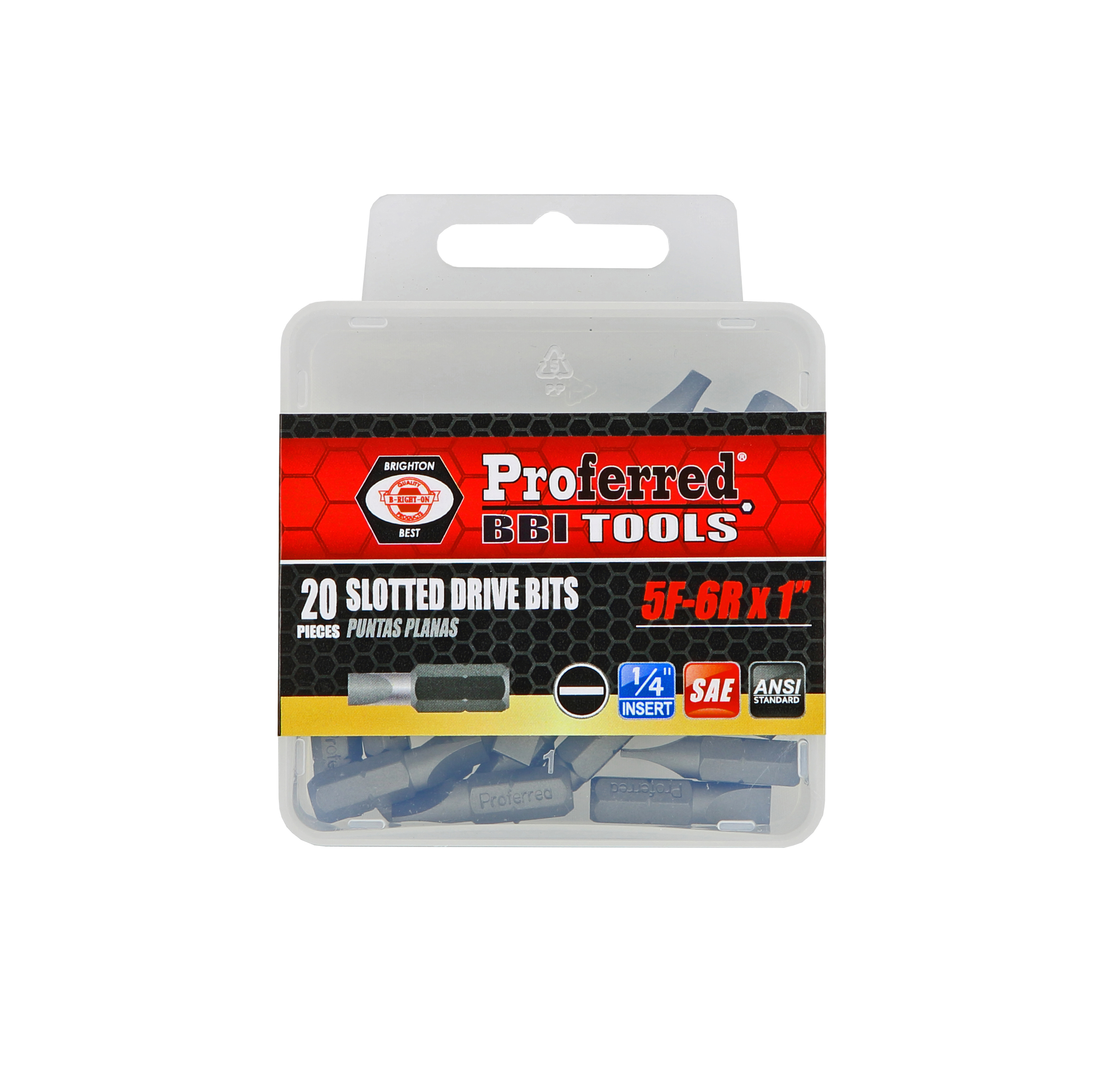 T52005 SLOTTED DRIVE BITS - 5F-6R,1",1/4" Hex Shank