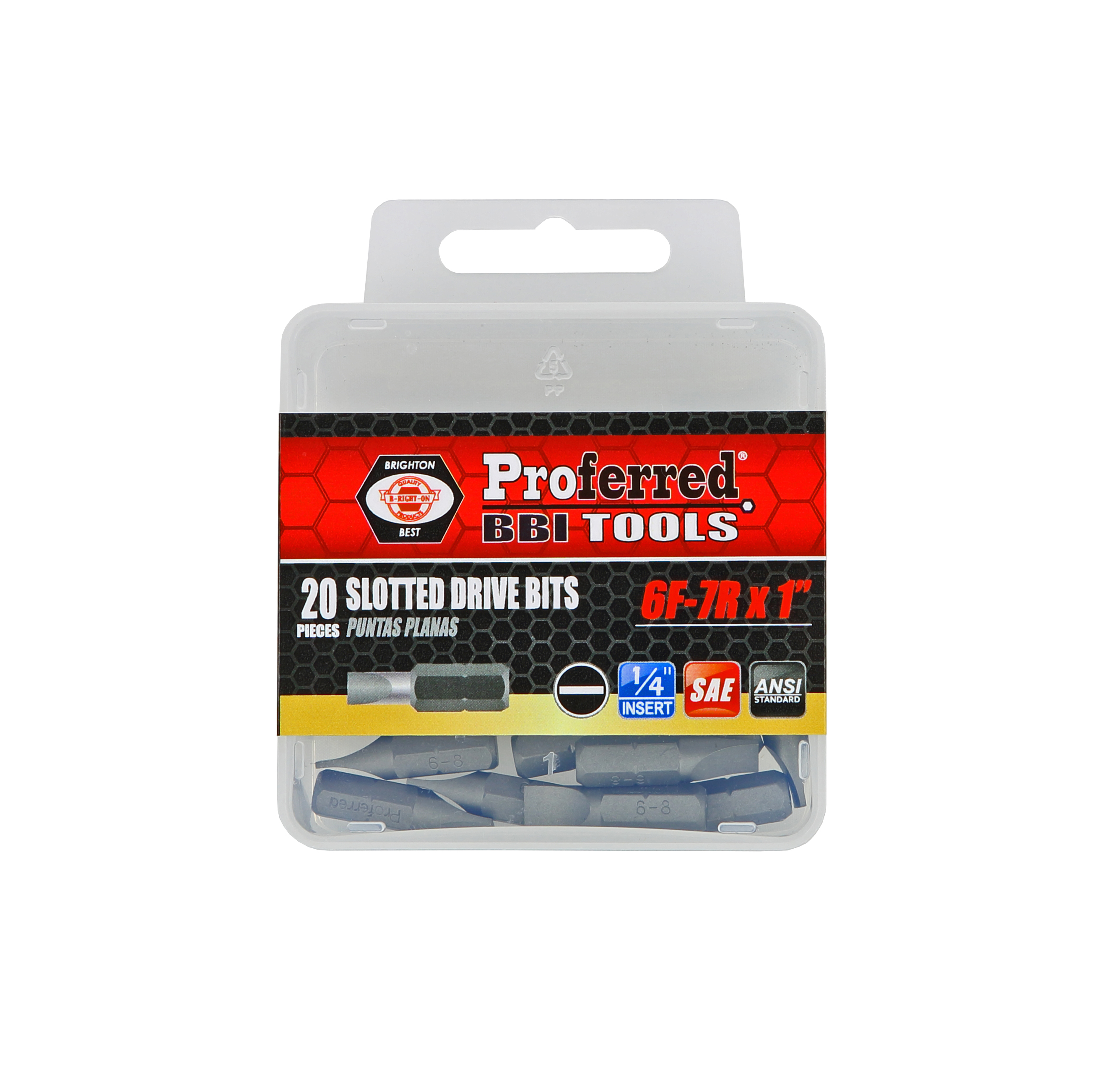 T52006 SLOTTED DRIVE BITS - 6F-7R,1",1/4" Hex Shank