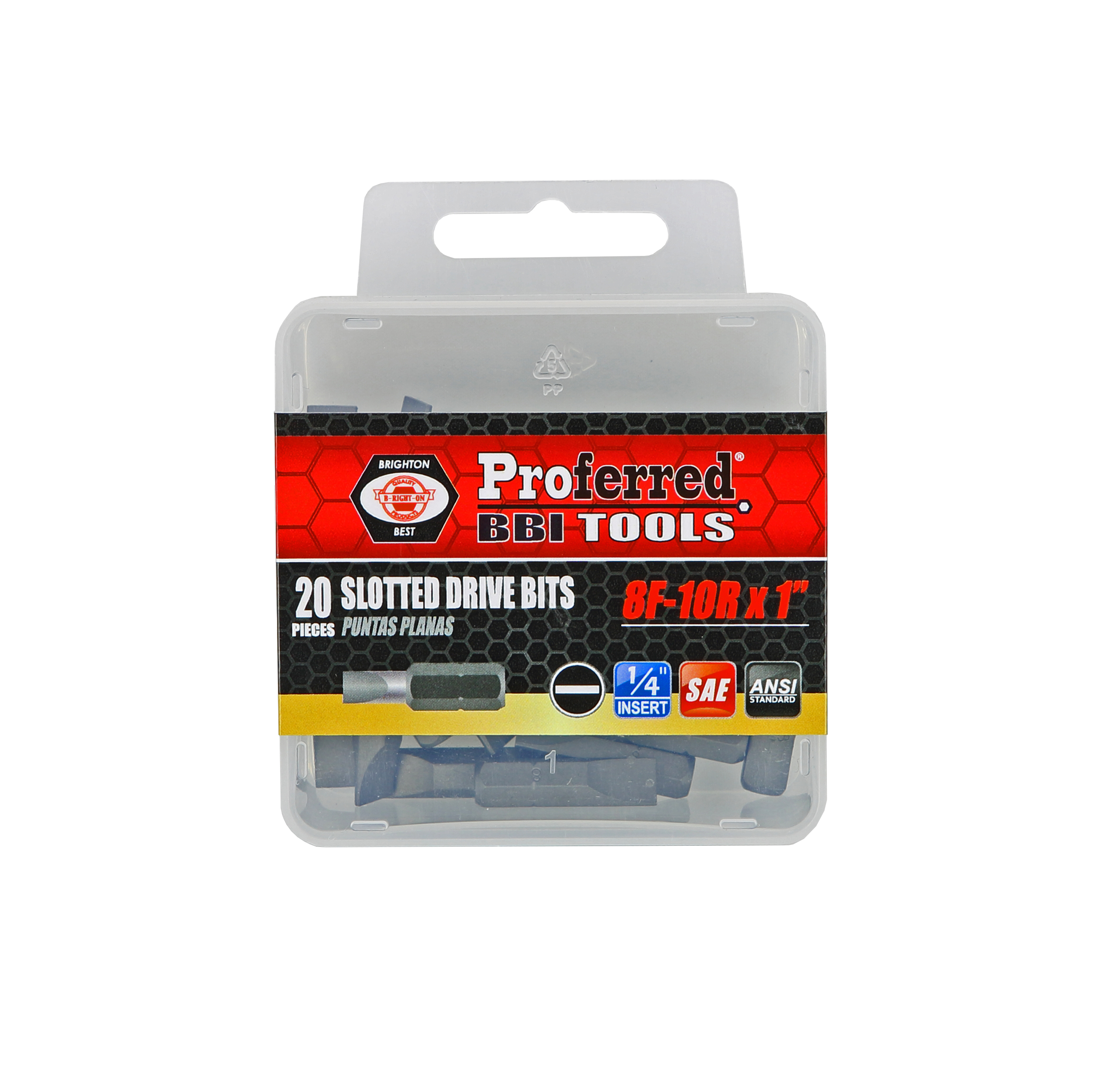T52007 SLOTTED DRIVE BITS - 8F-10R,1",1/4" Hex Shank