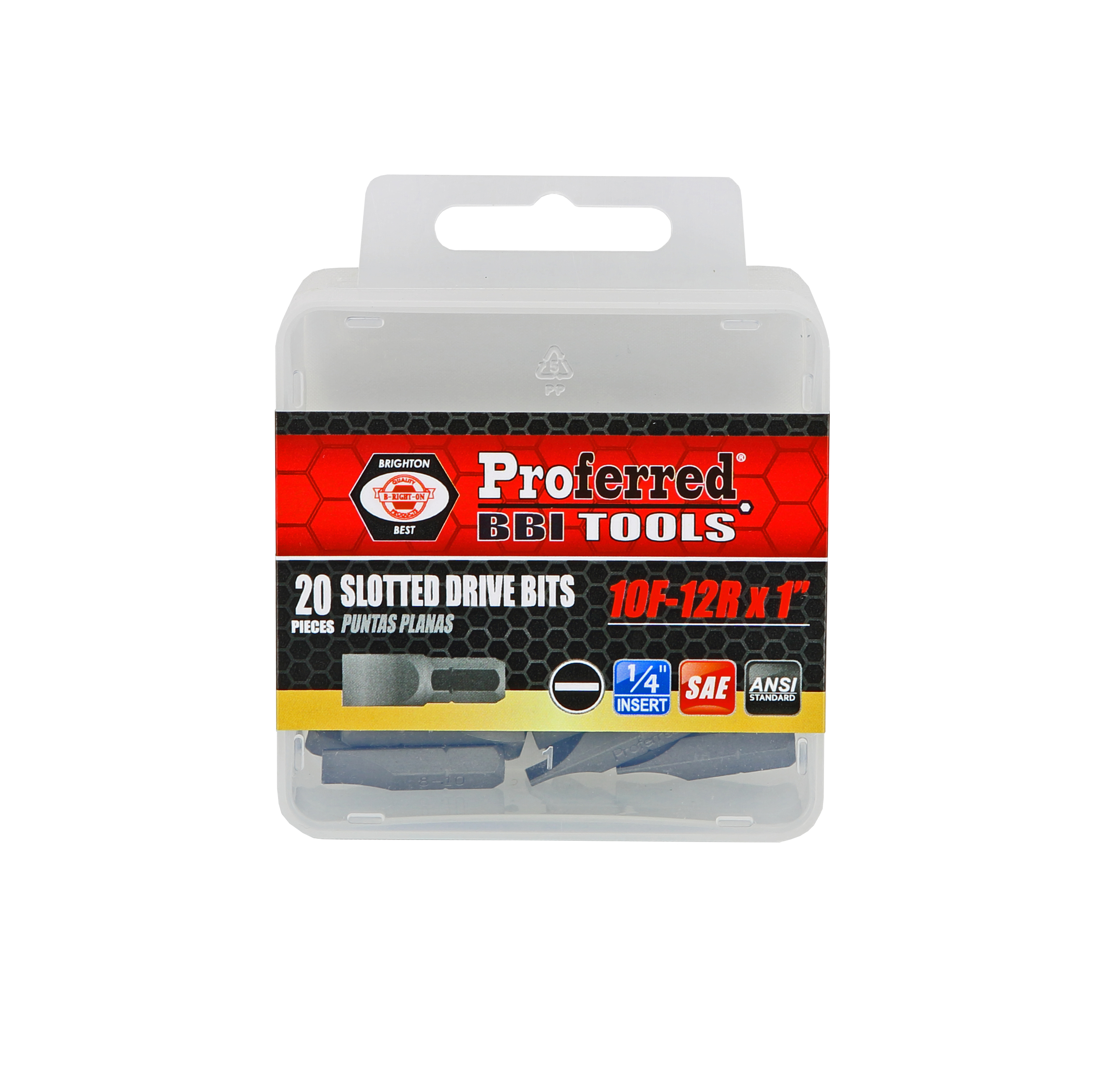 T52008 SLOTTED DRIVE BITS - 10F-12R,1",1/4" Hex Shank