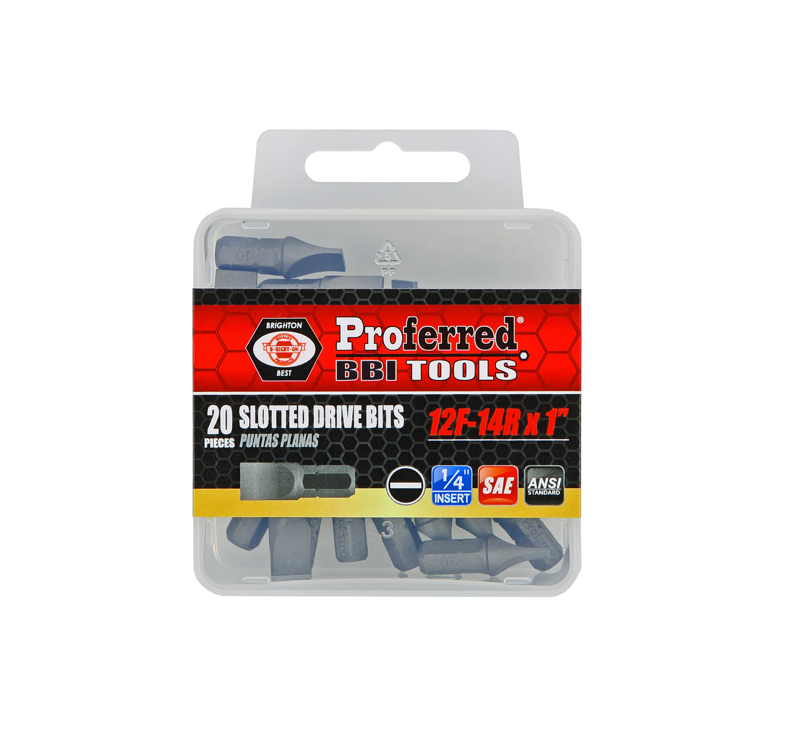 T52009 SLOTTED DRIVE BITS - 12F-14R,1",1/4" Hex-Bull Nose Shank