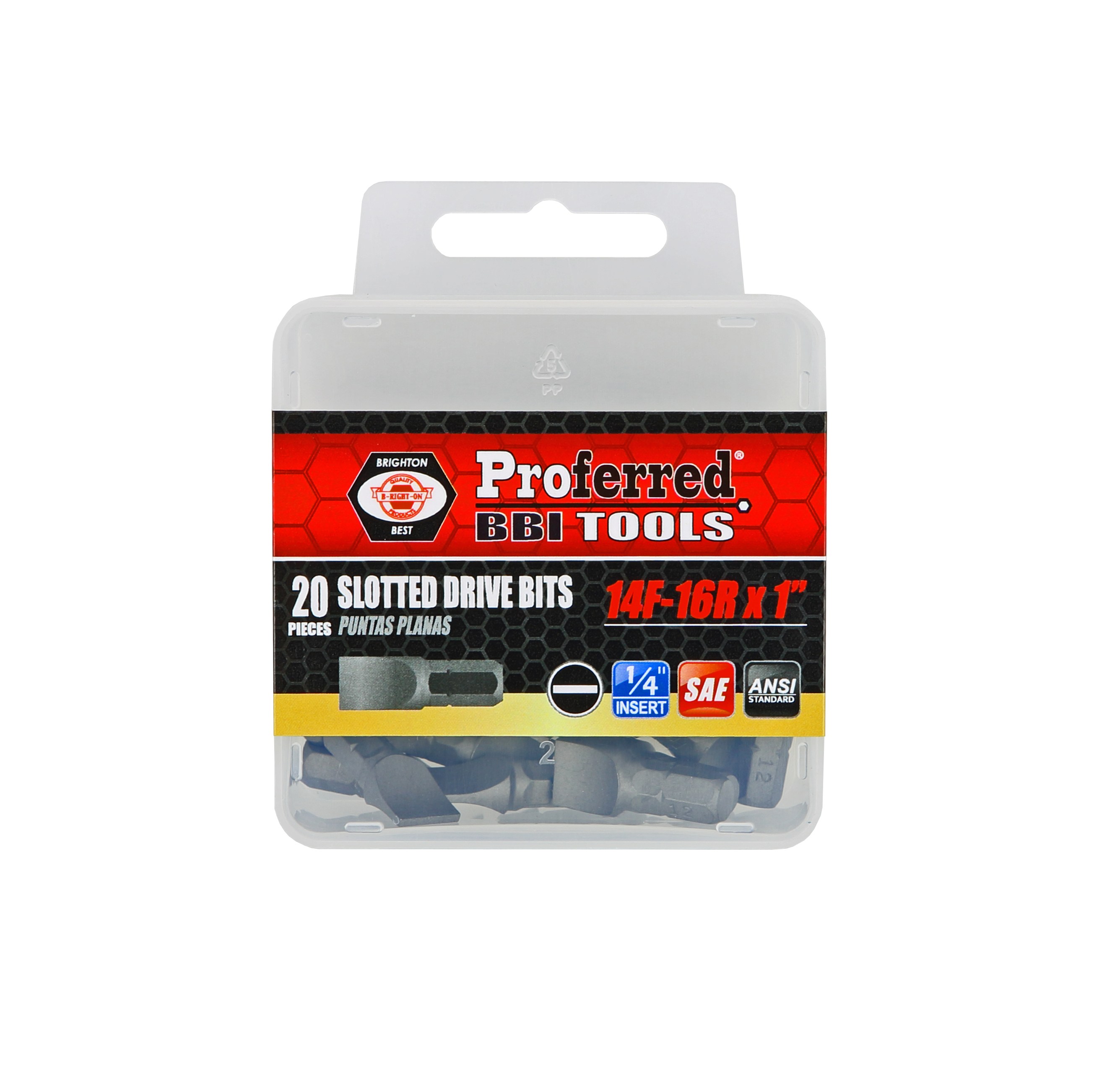 T52010 SLOTTED DRIVE BITS - 14F-16R,1",1/4" Hex-Bull Nose Shank